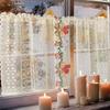 Embroidered Christmas Curtains Bells Embroidered Lace Blackout Rectangles Decorative Coffee Curtains