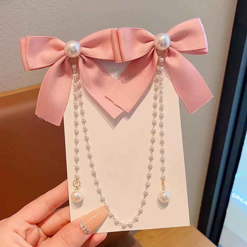 

Children S Bow Hair Clip Baby Princess Fringe Hair Accessory Chain Pearl Hairpin For Girls For Kids Good Gift Nice Decor Size fits all&Other