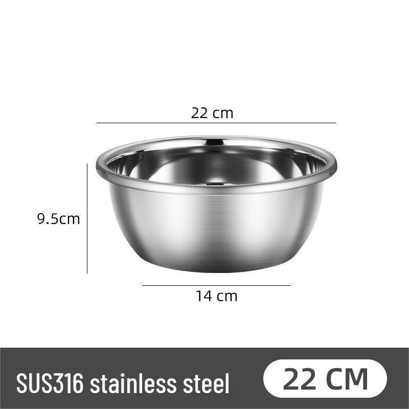German Stainless Steel Bowl Set for Vegetable Washing, Egg Beating, Dough Kneading, and Cooking - Free Shipping