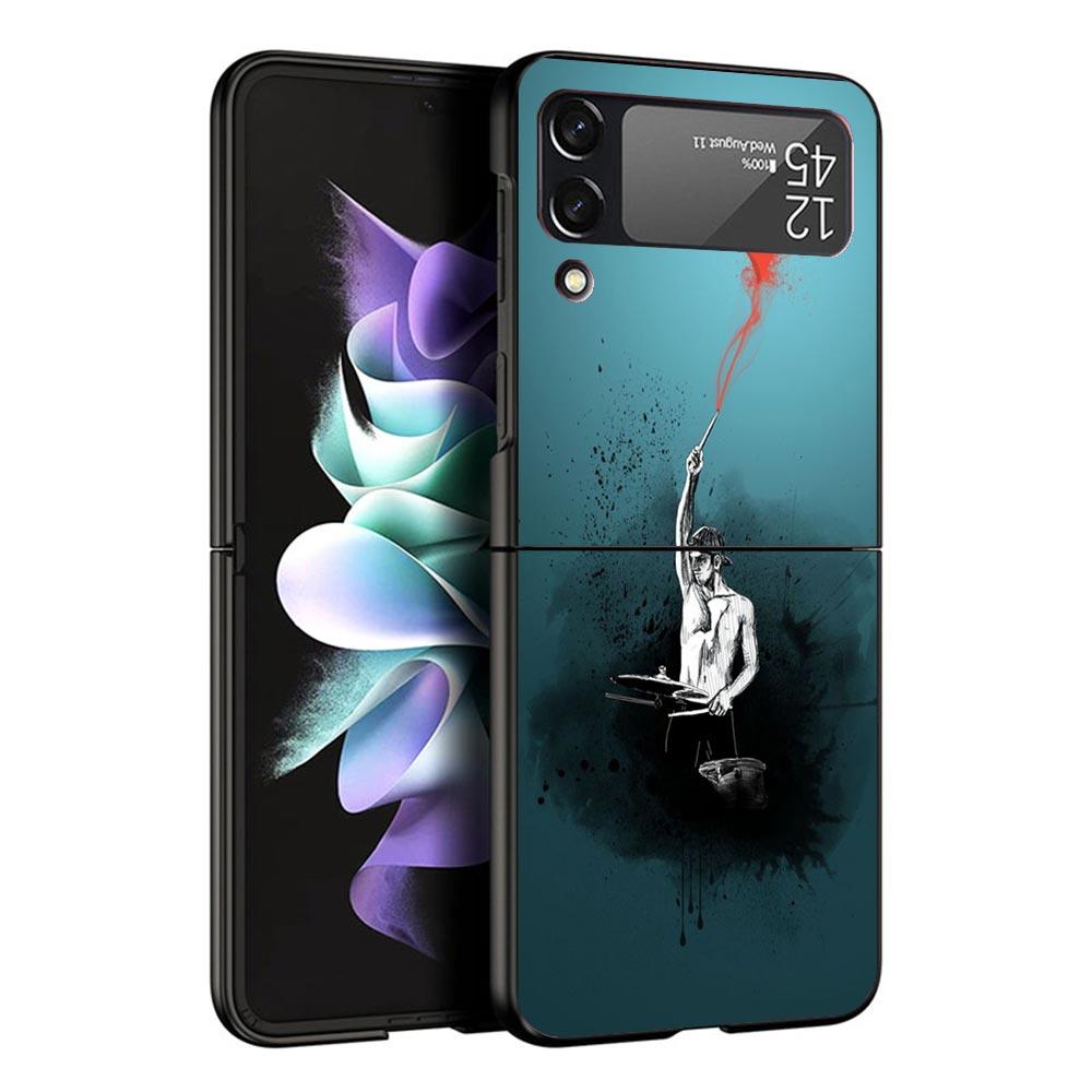 

Musical Instrument Drum Rock Black Phone Case For Samsung ZFlip7 ZFlip6 ZFlip5 ZFlip4 ZFlip3 5G Hard Protective Galaxy Z Flip 3 Samsung Z Flip 4