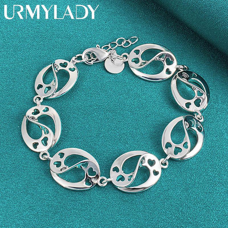 925 Sterling Silver Round Chain Bracelet For Women Wedding Engagement Party Fashion Jewelry