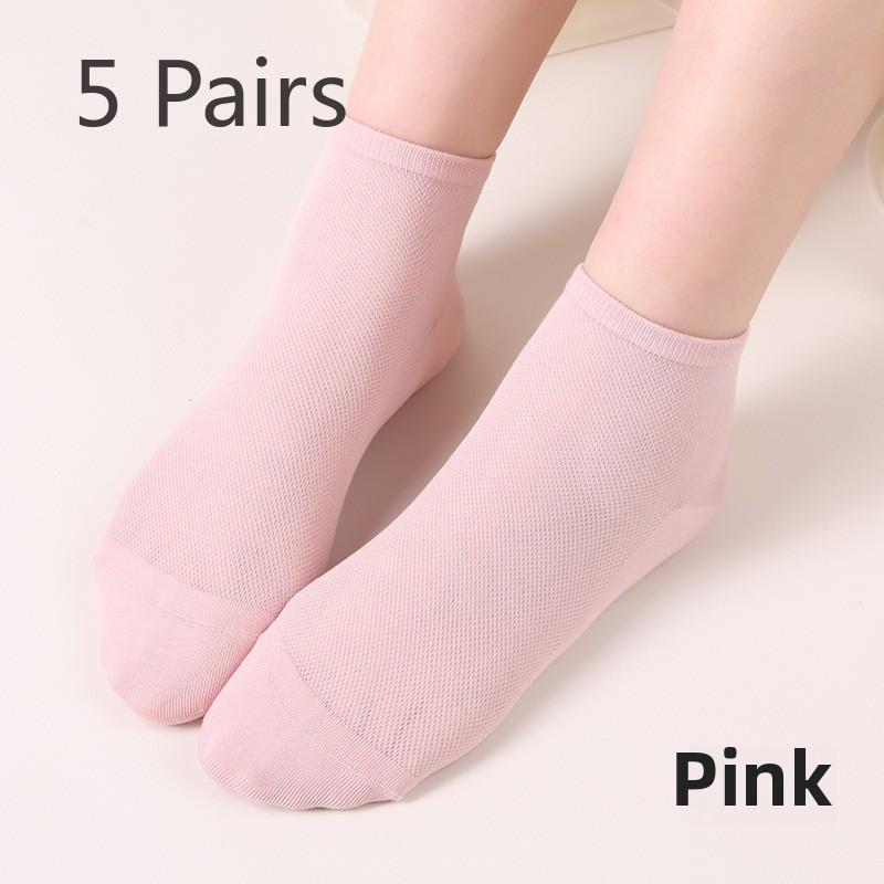 5 Pairs Socks Women's Four Seasons Breathable Absorbent Mesh Women's Mid-tube Socks Fashion Women's Socks