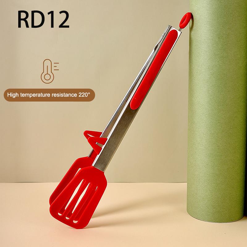 

Щипцы для еды из нержавеющей стали, кухонные щипцы, силиконовый нескользящий зажим для приготовления пищи, зажим для барбекю, салата, гриля, кухонных принадлежностей 12 красный