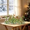 Tiered Tray Christmas Decor 5 Pcs Wooden Tabletop Tree Signs, Rustic Standing Green Craft Ornaments Desktop Ornament with Curly Topper for Winter