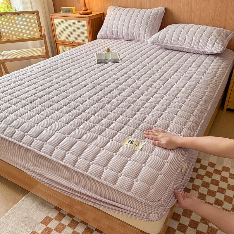Klasse A Reine Baumwolle Gewaschene Baumwolle Baumwolle Einzel-Spannbettlaken Verdickte gesteppte Bettdecke Matratzen-Schutzbezug Abdeckung Staubdicht und Rutschfest