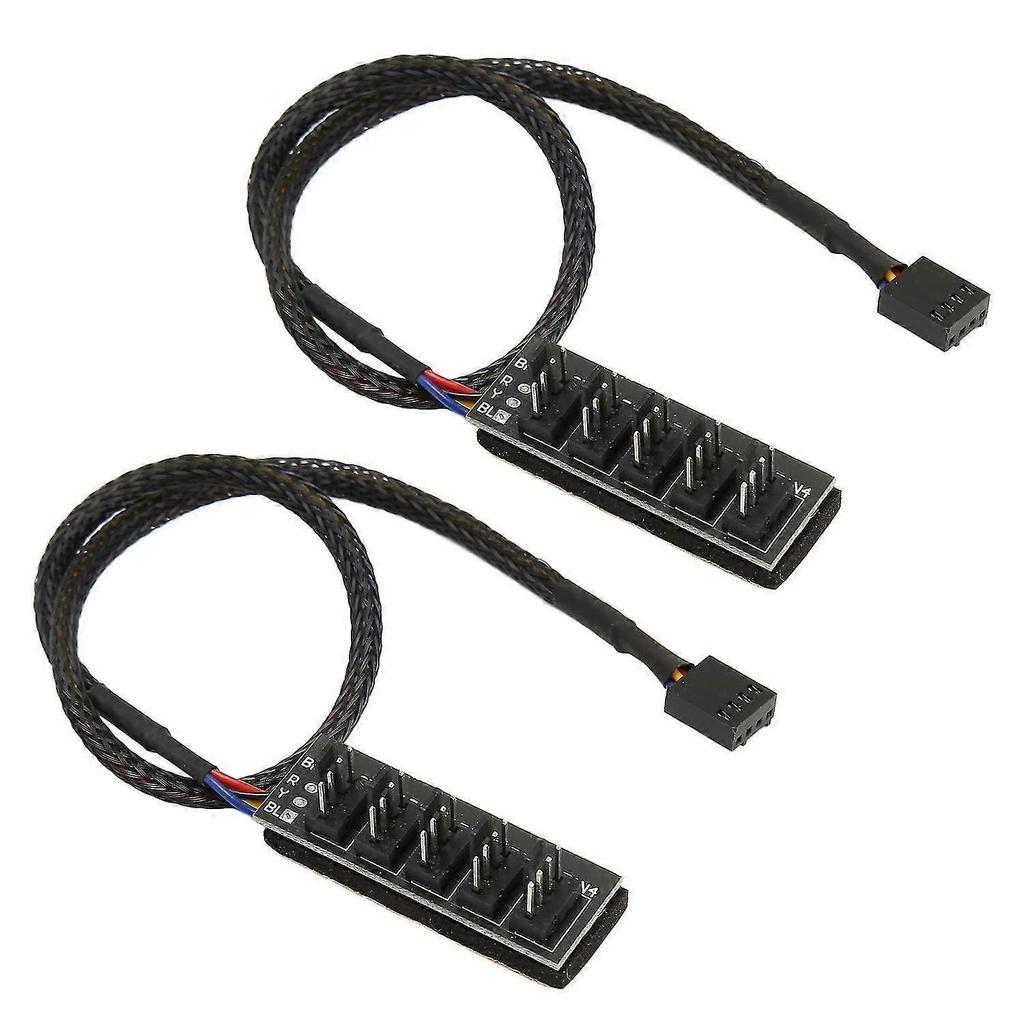 2Pcs PWM Fan Hub 5 Way 4Pin 13.8in Cable Length Widely Compatible PC Fan Adapter Cable