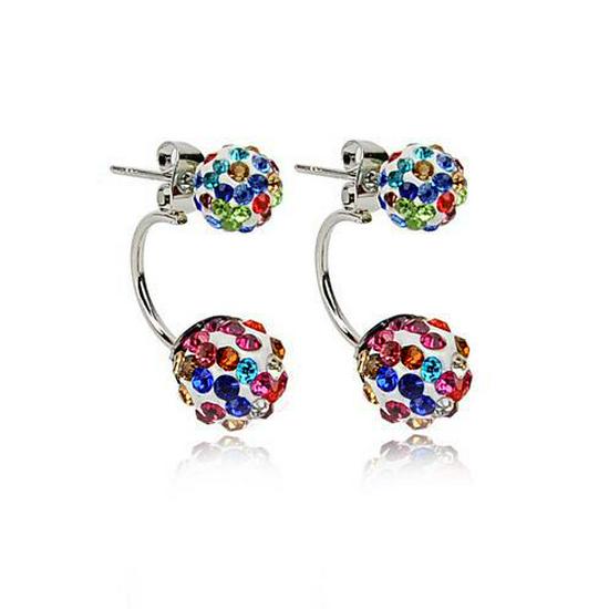 Fashionable Shamballa Diamond Ball Ceramic Double Earrings