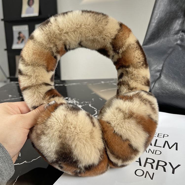 Foldable Plush Winter Earmuffs with Thick Rex Rabbit Fur - Cute Internet Celebrity Style