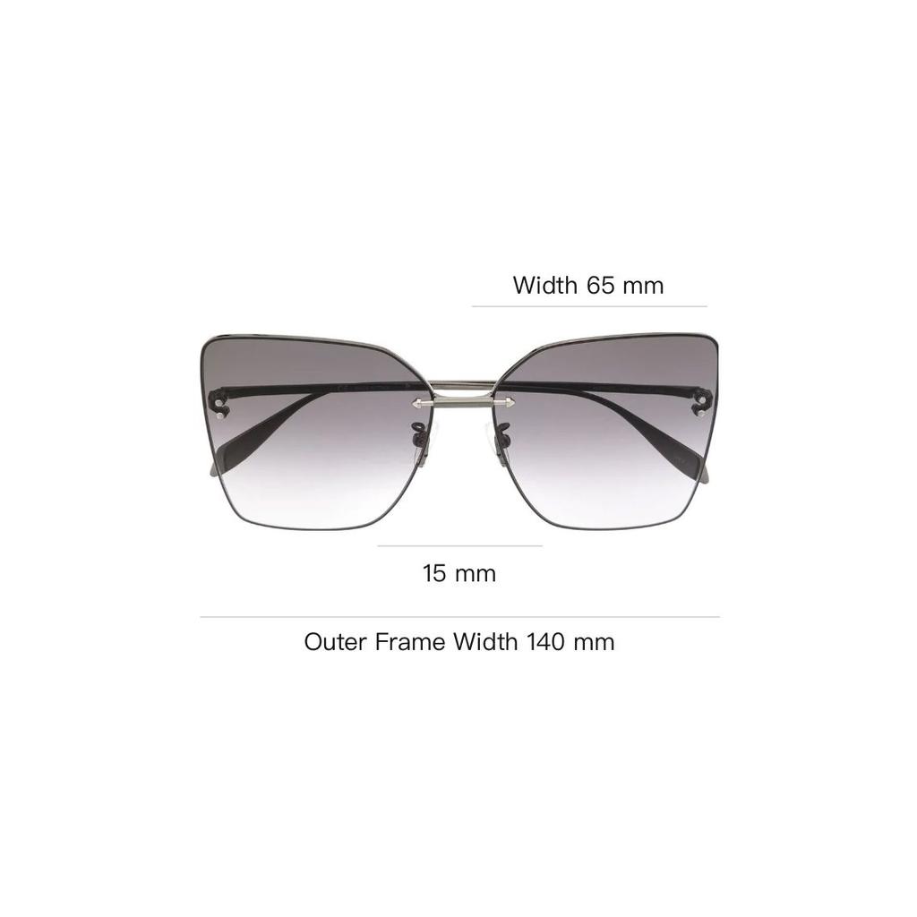 Alexander Mcqueen Classic Lightweight Alloy Frame Butterfly Sunglasses Men Sunglasses Silver AM0342S001RUTHENIUM-RUTHENIUM-