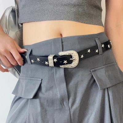 American Retro Pentagram Women's Belt Women's Versatile High-end Belt Niche Design Accessories