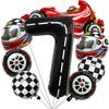 8 Pcs Racing Party Decoration 40inch Black Number Balloon Plaid Balloon Tire Balloon Striped Racing Tire Grid Digital