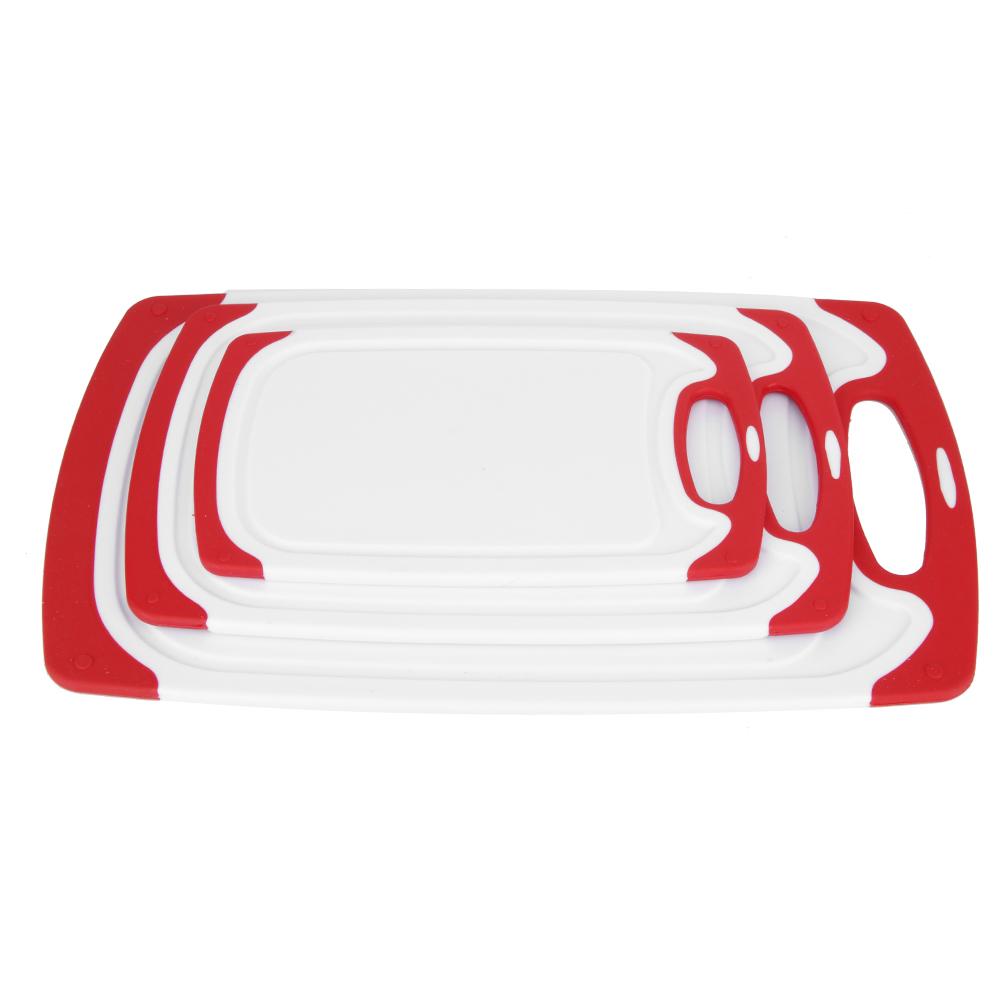 3 szt. Trwałe, antypoślizgowe deski do krojenia owoców i warzyw do użytku domowego kuchennego(Czerwony )