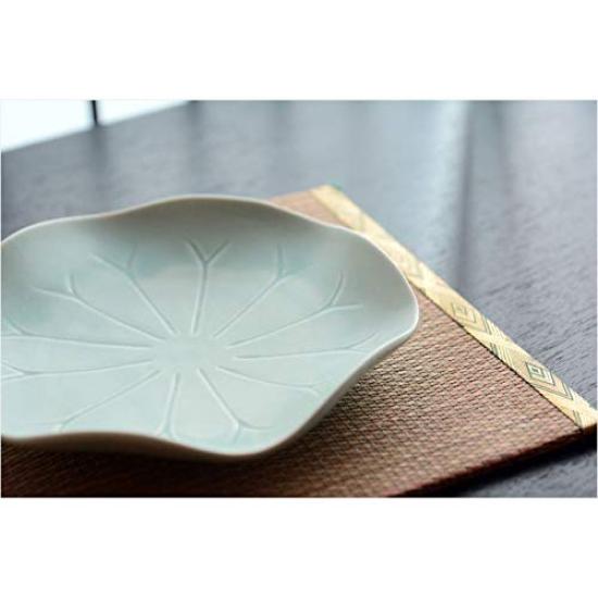 Butsuendo Brand: Japanese Buddhist Altar Supplies [Mino Ware: Lotus Leaf Offering Plate (Ceramic)] for Obon, Memorial Day, Buddhist Altar, Offerings,