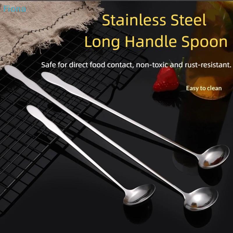 Stainless Steel Long Handle Stir Spoon For Cocktails, Ice Coffee, And Tea - Mixing Spoon With Easy Grip Handle