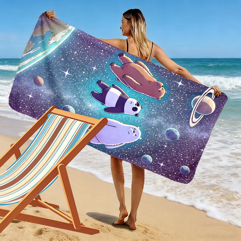 We Bare Bears Print Beach Towel, Large Soft Quick Dry Towel for Beach Camping Swimming