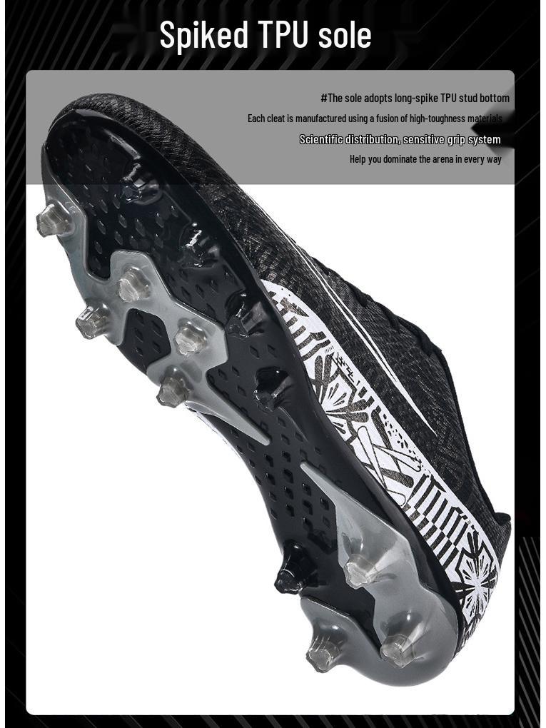 Kids' Long Spike Low-Top Soccer Shoes for Turf - Ideal for Elementary Students