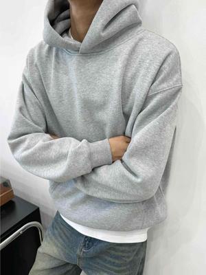 Men's American Retro Heavyweight Hooded Sweatshirt - Autumn/Winter Style with Curved Sleeves
