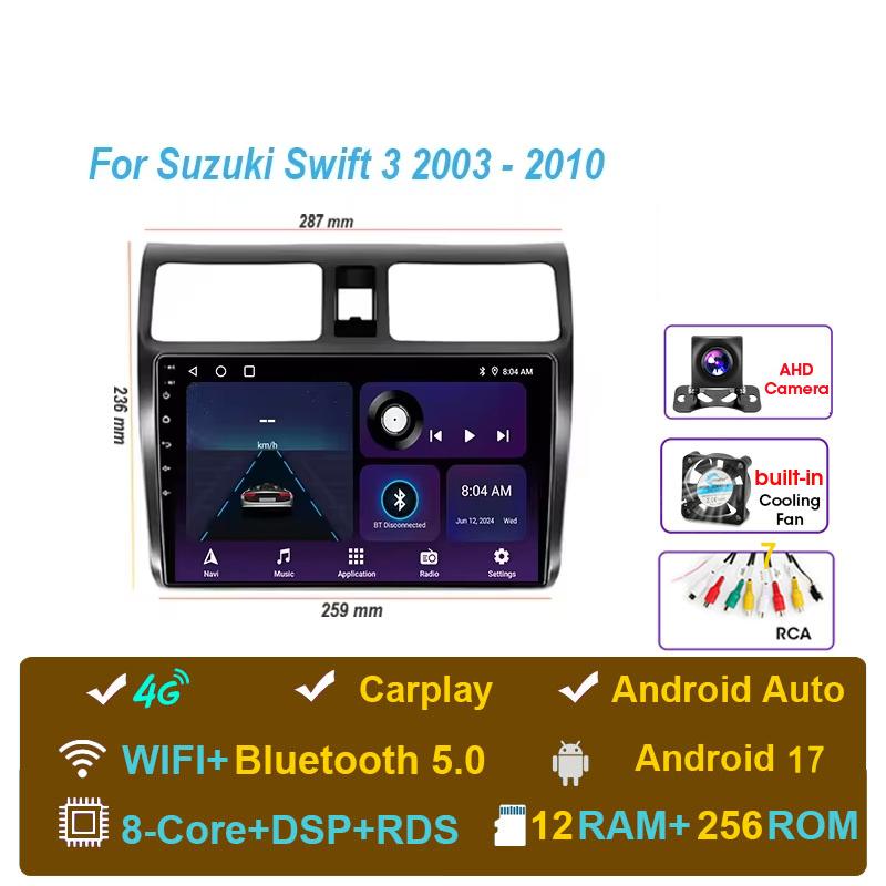 Car Radio Android 17 For Suzuki Swift 2003-2010 Navigation Multimedia Video Player Carplay Auto Head Unit BT Stereo GPS 4G WIFI