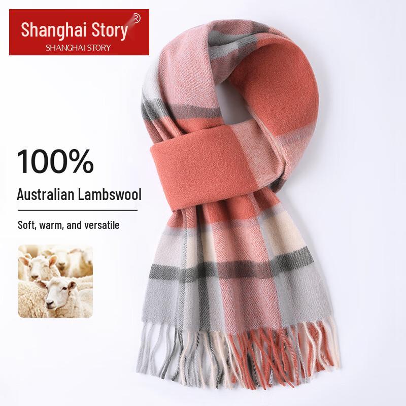 

Shanghai Story Women s Pure Wool British Plaid Scarf 180cm x 30cm