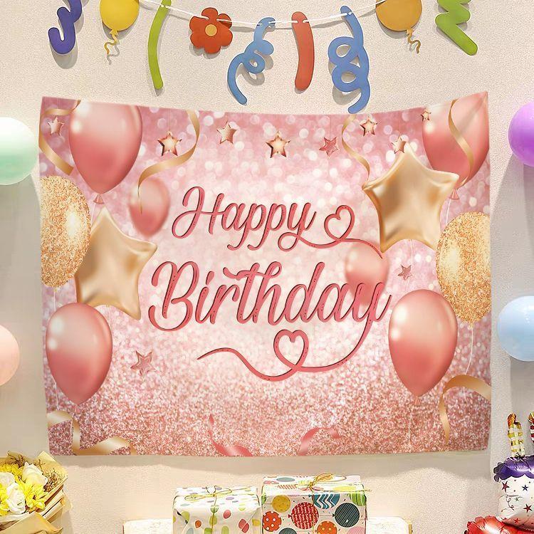 Birthday Happy Banner  Photography Background Cloth  Children's Party Decorative Wall Hanging Cloth