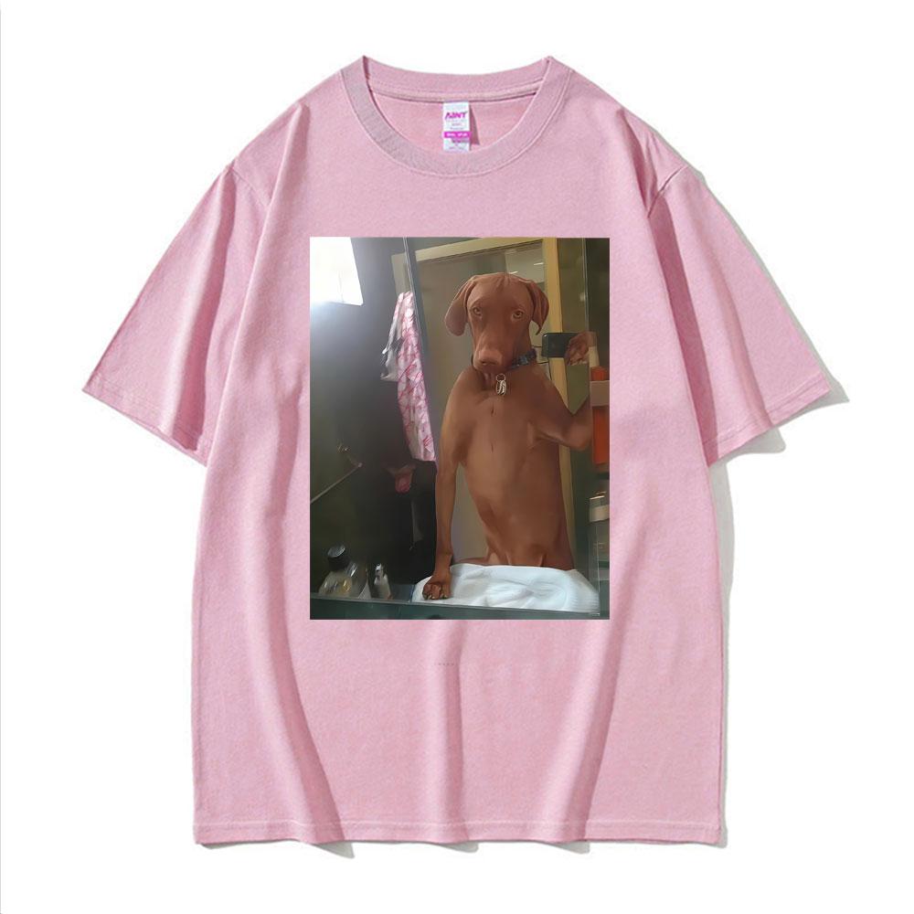 Dog Taking A Selfie Stupid Meme T-shirt Men's Women Clothing Fashion Loose T Shirts Oversized 100_ Cotton Casual Hot Sale TShirt