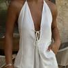 Western Style Sexy Backless Halter Top Shorts Two-Piece Sexy Lace up Vest Shorts Set