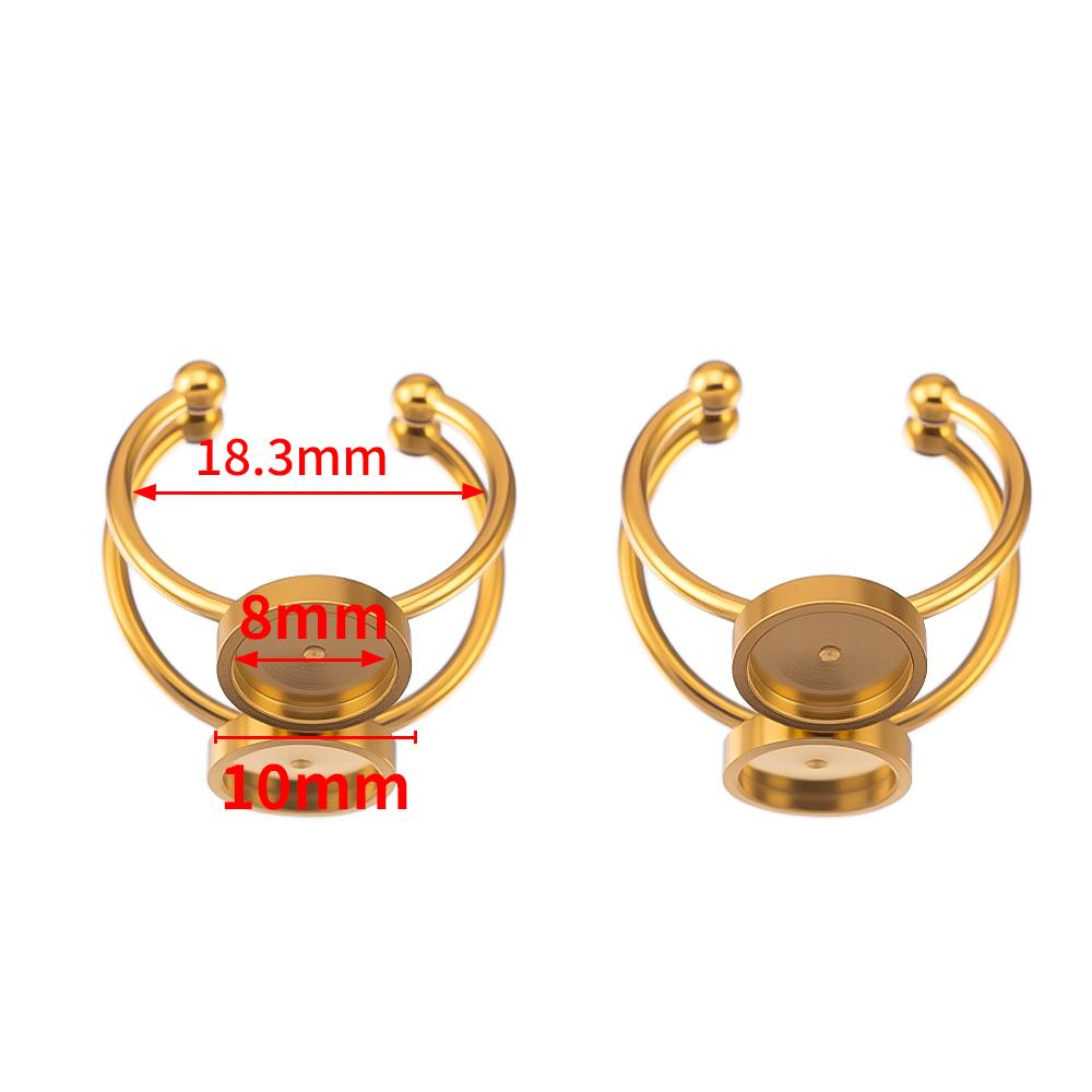 10pcs Adjustable Open Finger Ring Setting Stainless Steel 4mm 8mm 12mm Round Blank Ring Base Bezel Cabochon DIY Jewelry Making