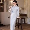 Blue velvet winter clothing national style new Chinese long-sleeved improved cheongsam winter thick young women's high-end sense retro