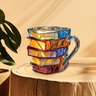 Malovaný hrnek na knihu Resinz Novinka 3D Malované knihy Kávový hrnek Jedinečný Barevný Pryskyřičný Stoh Knih Kávový Šálek Kolekce Dárky