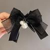 Lace Bow Pearl Hair Claws Advanced Sense Elegant Hair Clip Women Hairpins