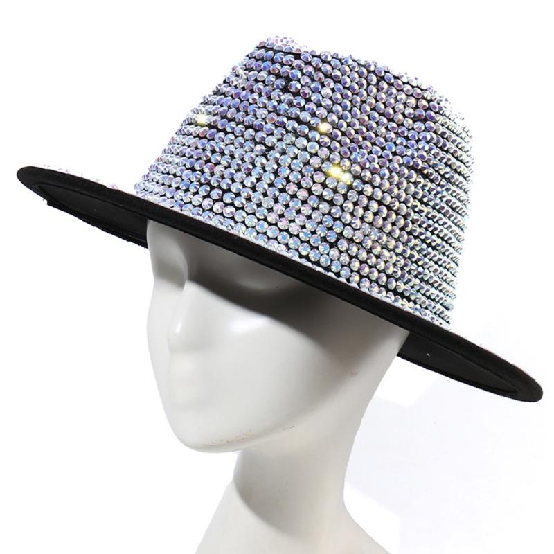 Retro Hipster Fashion Shiny for Rhinestone British Hat Jazz Outdoor Trend Women