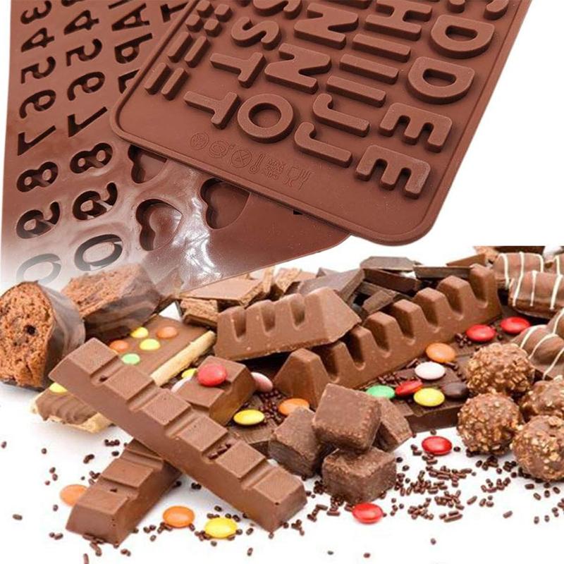 Silikonové formy na čokoládu ve tvaru písmen a čísel, abeceda, čísla, pekařské náčiní, s dekoracemi na dort k narozeninám, fondánová forma