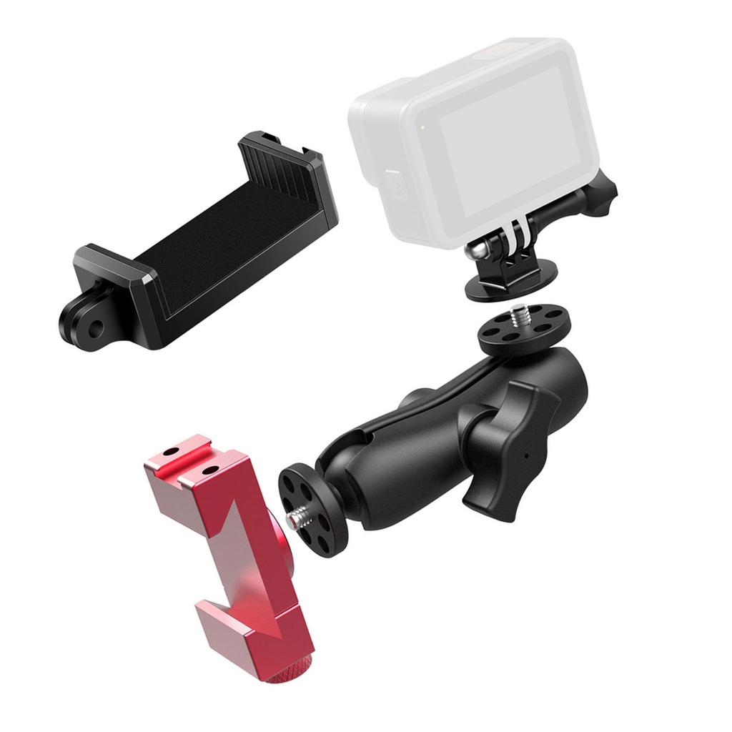 Aluminum Tennis Camera Mount for Smartphone and Action Cameras 360 Degree Adjustable Phone Clamp for Sports Training