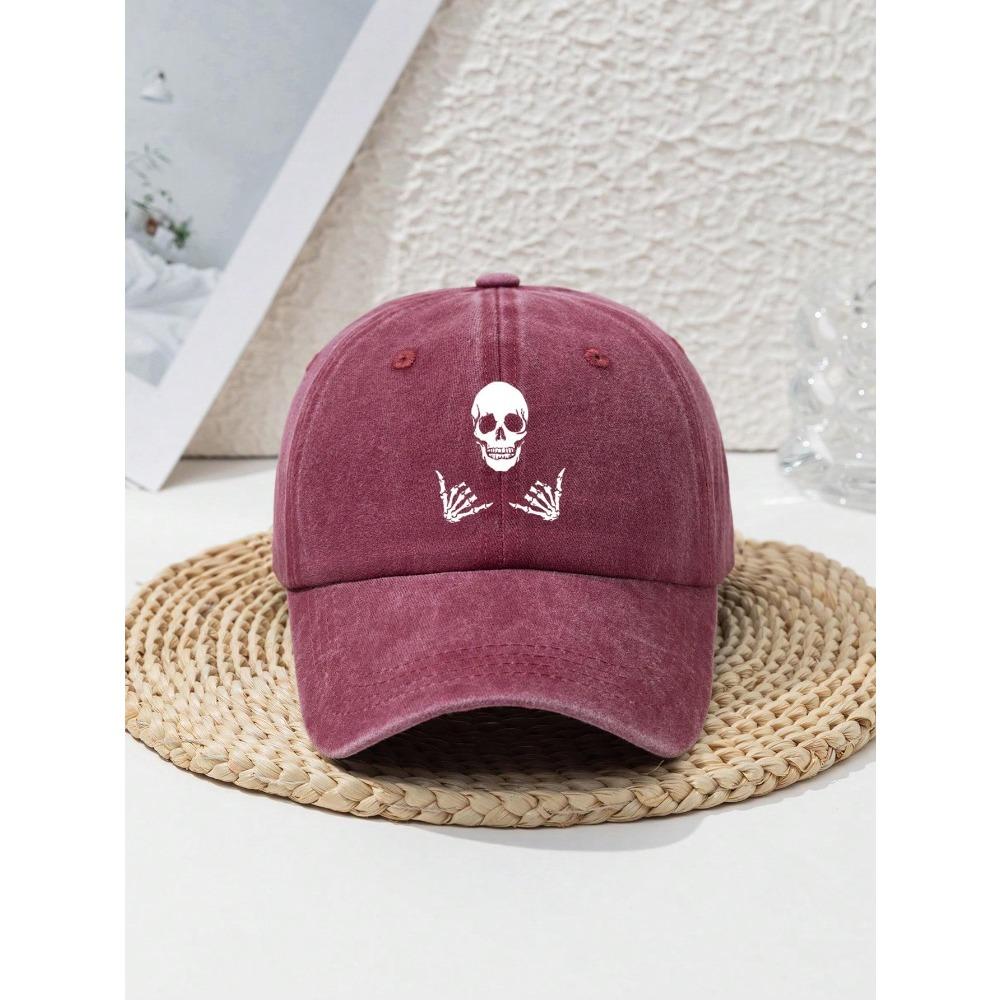 Skull Print Baseball Cap for Men and Women, Suitable for Halloween Headwear Decoration, Daily Casual Duckbill Cap
