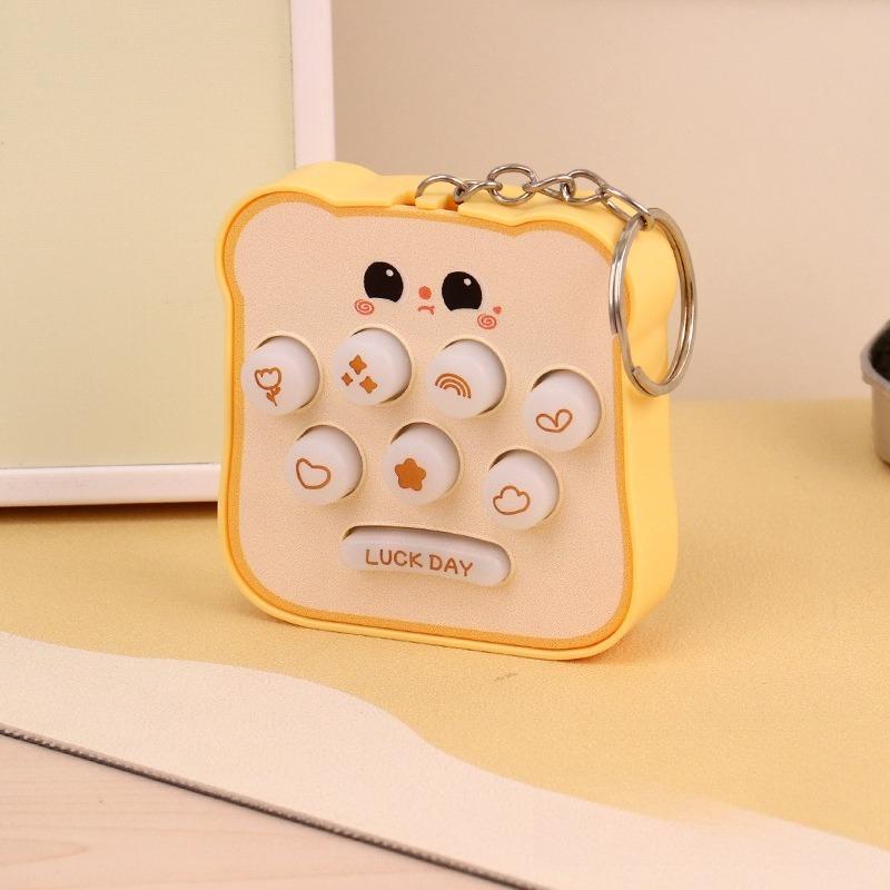 1PC handheld palm cartoon bread whack-a-mole game console electronic luminous toy small pendant keychain