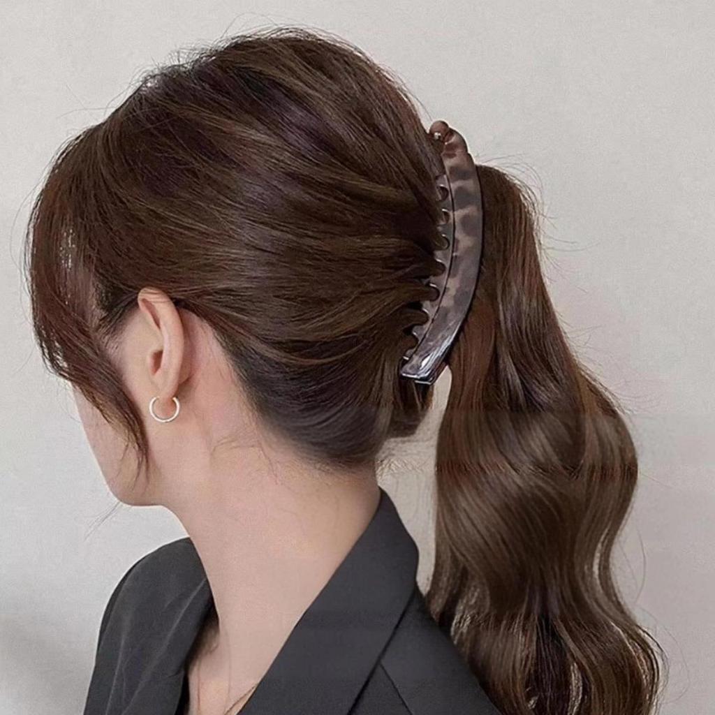 Leopard Print Non-Slip Vertical & Horizontal Banana Hair Clip for High Ponytail & Large Volume Styles