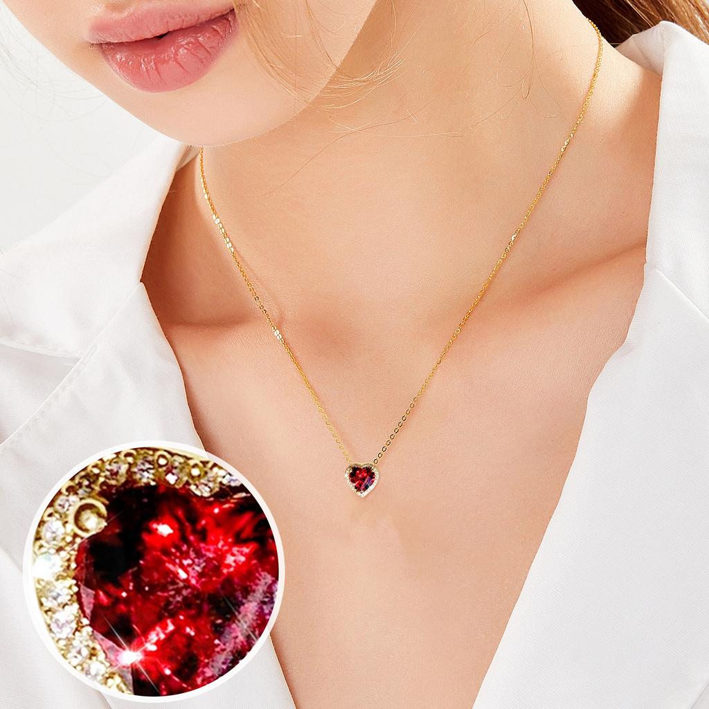 New Hot-selling Red Crystal Heart-shaped Dagger Pendant Necklace