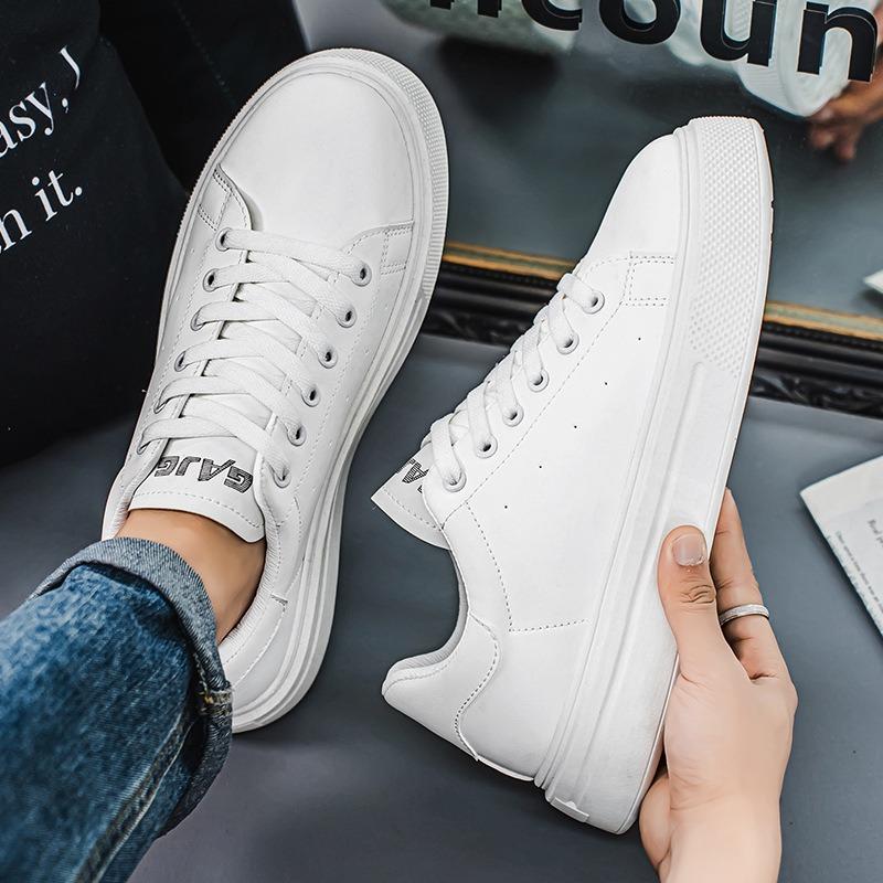 New board shoes men's casual little white shoes sports versatile leather surface students low-top thick sole