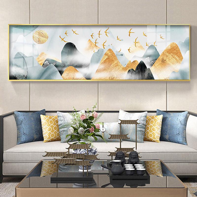 Abstract Landscape Mountains and Birds Oil Painting On Canvas Posters and Prints Wall Art Picture for Living Room Decor No Frame