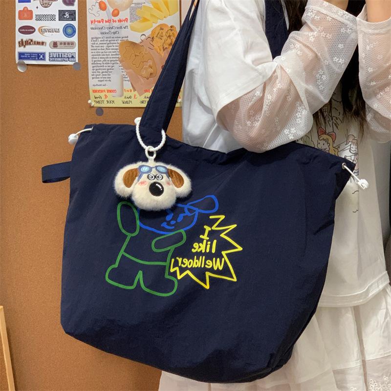 Cute graffiti shoulder bag for women large capacity 2025 new Korean version simple student tote bag for class tote bag