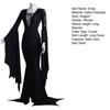 Women Long Dress V-Neck Flared Sleeves Solid Color Irregular Sway Design Lace-Up Gown Robe Halloween Costume