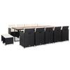 VidaXL Garden Furniture Set 15 Pcs with Cushions Wicker Resin Black