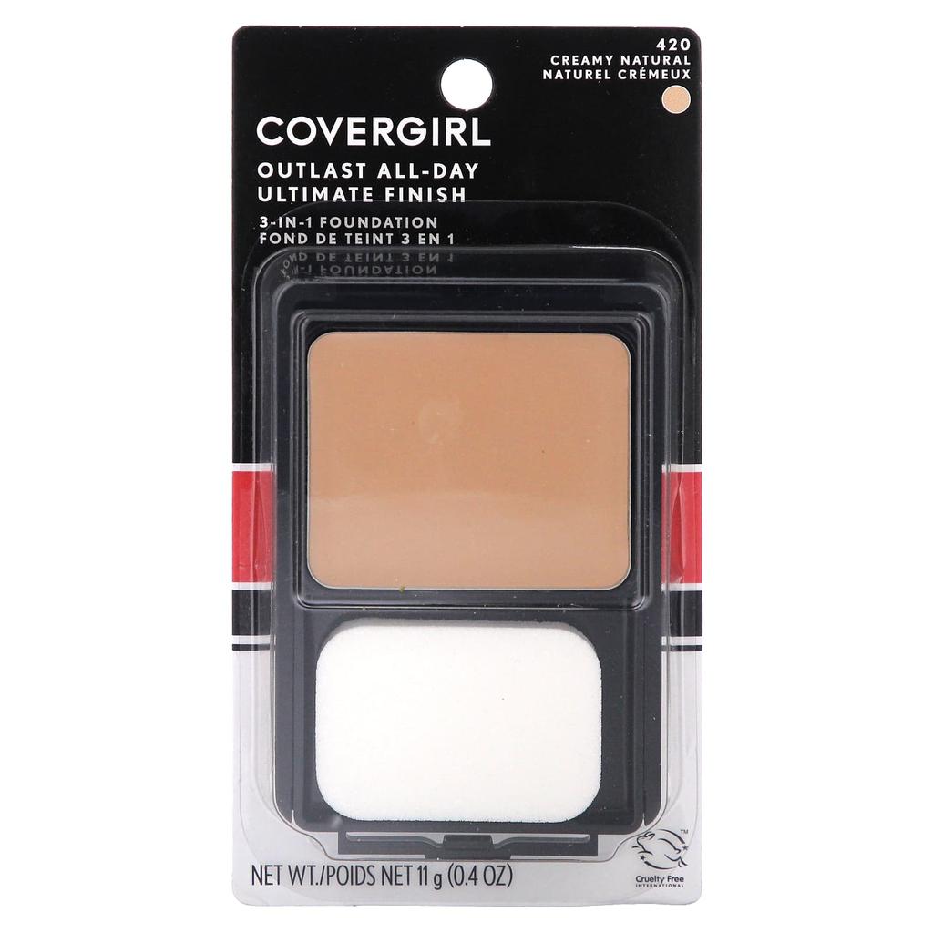 Covergirl, Outlast All-Day Ultimate Finish, 3 in-1 Foundation, 420 Creamy Natural, 0.4 oz (11 g)