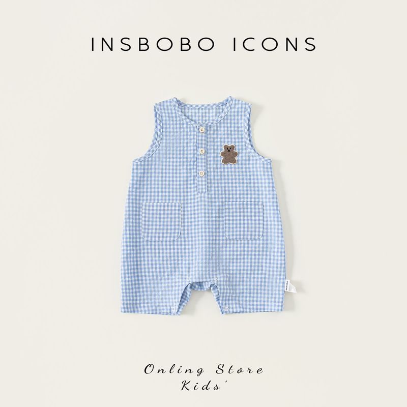 Insbobo Baby Clothes 2026 New Style Baby Boy Jumpsuit Baby Early Summer Outfit Infant Summer Clothing Thin Style Blue 66