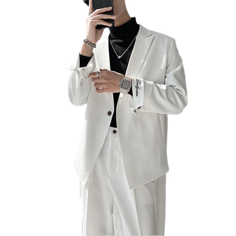 Men's Trendy Light Mature Style Embroidered Suit - Korean Yuppie Streetwear