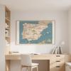 Spanische Karte Hintergrundtuch-Spanienkarte-Linienkarte Dekorbild für Reise,Lehrmittel,Fotoshooting-Hintergrund