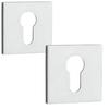 Square Rosettes Insert Plates for Interior Door Handles Chrome