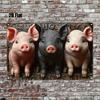Modern Metal Sign Wall Art Farmhouse Three Little Pigs Decor D Flat X Inch Home Garden Room Decorations Gift