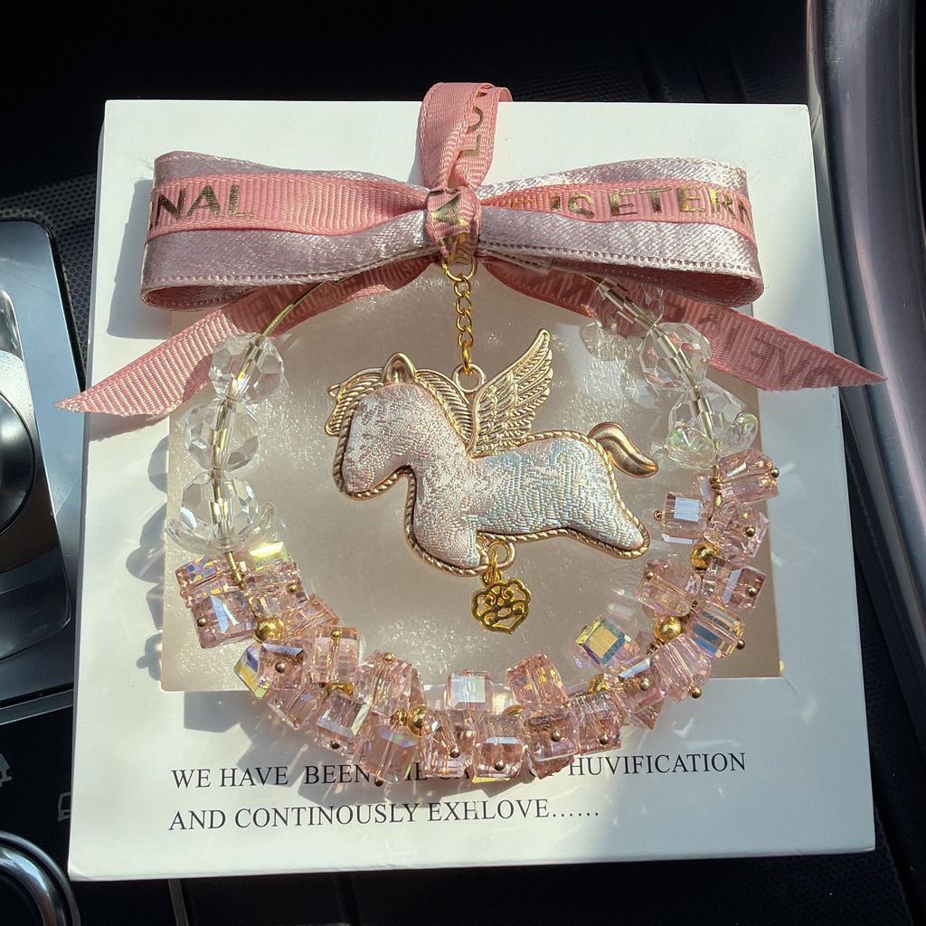 Crystal Starry Pegasus Car Pendant Rearview Mirror Hanging Decoration Gift For Women
