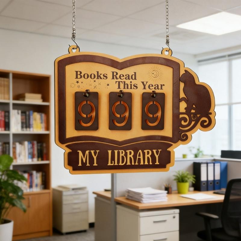 Bücherregal Dekorationen Buch Lesezähler für dieses Jahr, Herausforderungsgeschenk für Buchliebhaber, Interessantes Hängedekoration für Heimbibliothek
